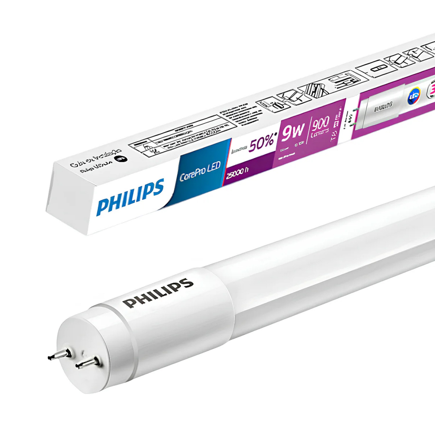 Lampada-Led-Tubular-T8-60Cm-9W-3000K-900Lm-Bivolt-G13-929002000372-Philips